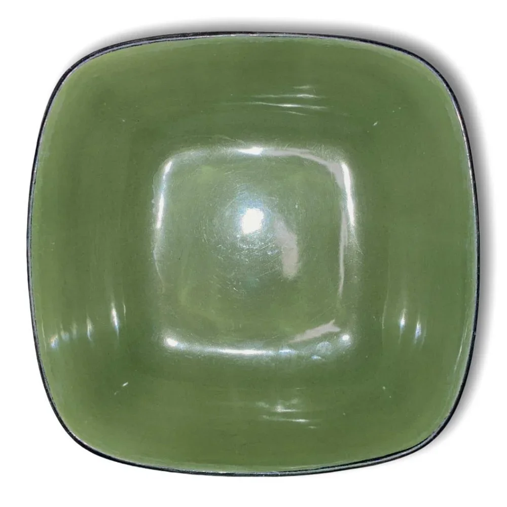 Green and Black Glazed Stoneware Bowl